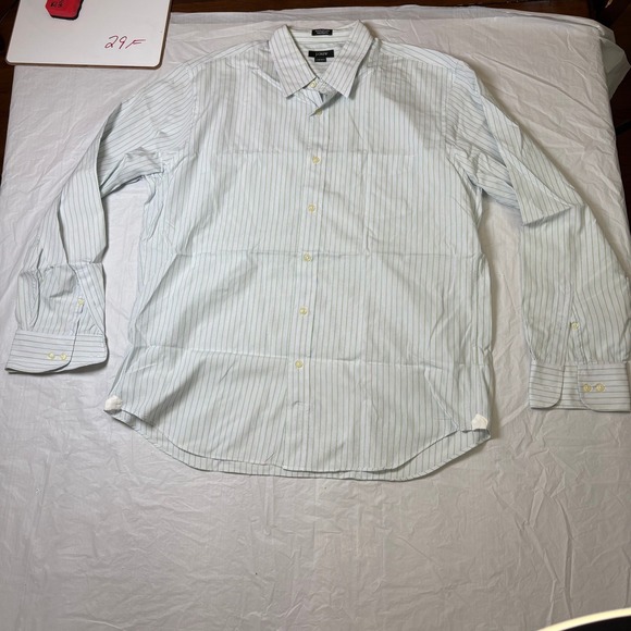 J. Crew Other - J Crew Mens Long‎ Sleeve Button Up Shirt Blue Green Stripe Cotton Size L 16-16.5